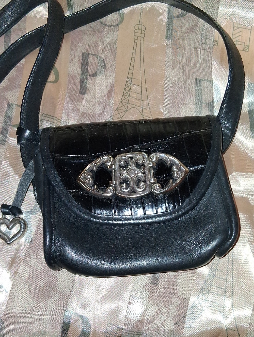 Brighton Black Crossbody Bag with Silver Accent